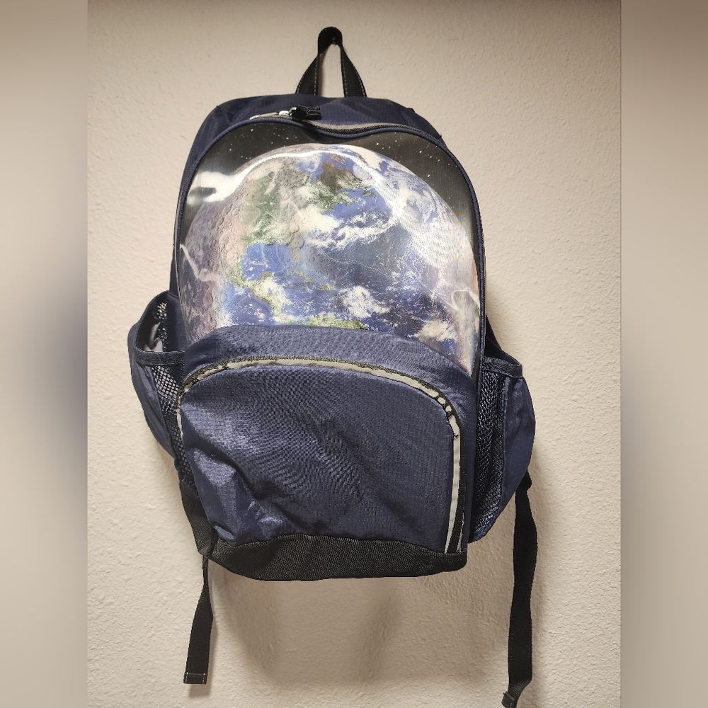 Pottery Barn Kids Navy Blue Earth Print Backpack